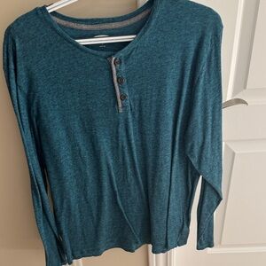 Old Navy Teal Long Sleeve Henley Tee